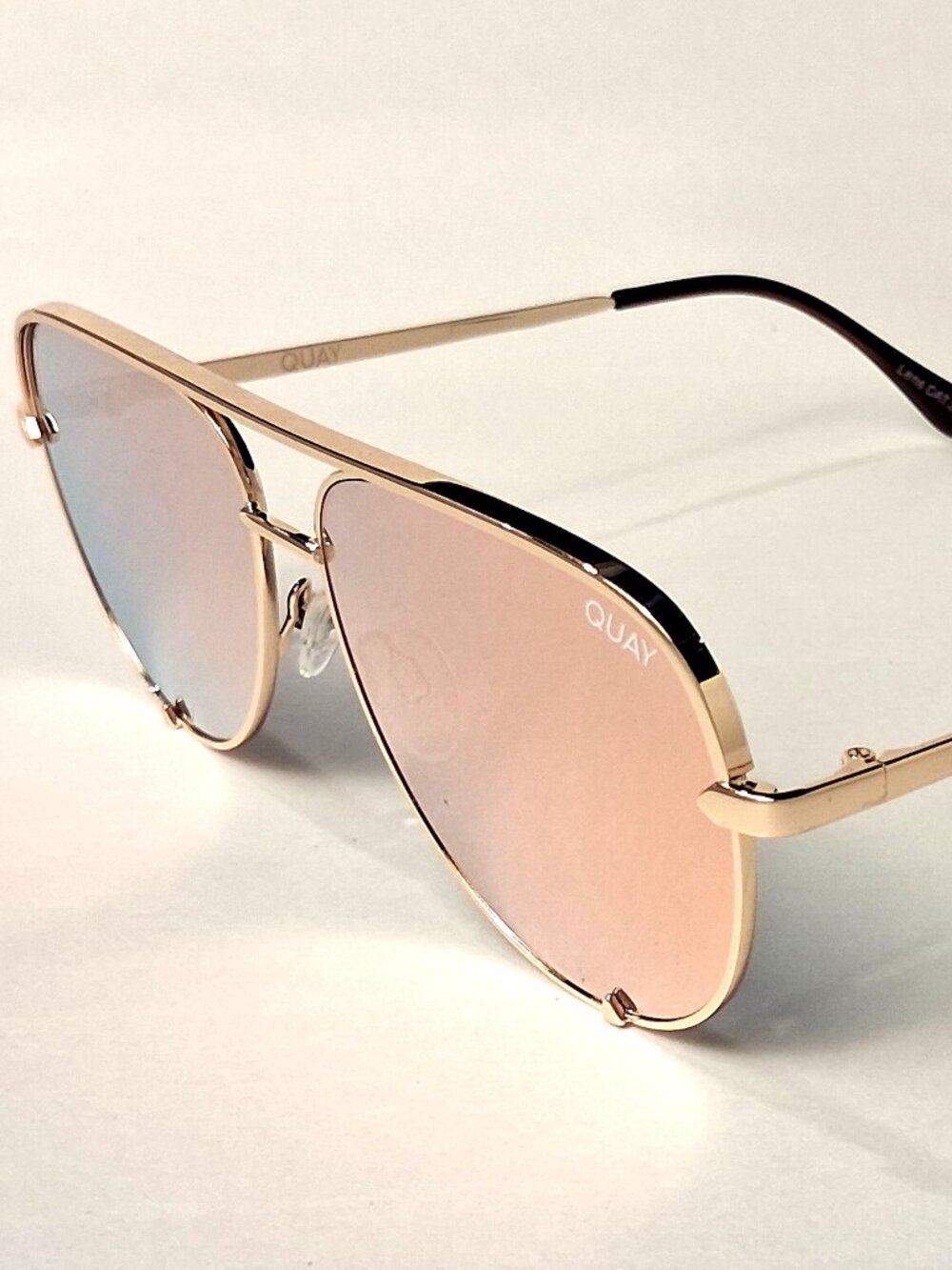 Quay Australia High Key Mini Aviator Gold Metal Gradient Mirrored Sunglasses